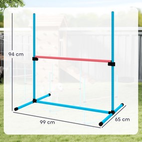 PawHut Set Agility câini 4 piese reglabil pe înălțime, echipament Agility cu 4 obstacole, geantă de transport, 99 x 65 x 94 cm, albastru deschis | Aosom Romania