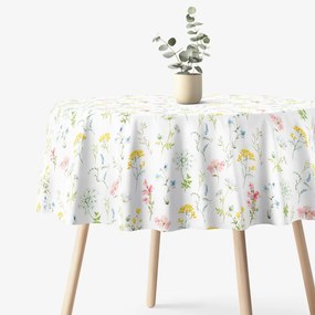 Goldea față de masă 100% bumbac deluxe - primăvară înflorită - rotundă Ø 140 cm