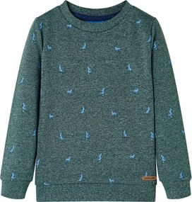 vidaXL Bluzon pentru copii, verde închis melanj, 140