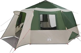 vidaXL Cort cabană pentru 12 persoane Verde și gri 500 x 500 x 294 cm