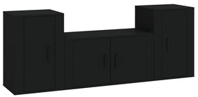 3188503 vidaXL Set dulapuri TV, 3 piese, negru, lemn prelucrat
