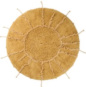 Covor galben muștar lavabil, țesut manual, rotund, din bumbac ø 100 cm Solar Multishape – Lorena Canals