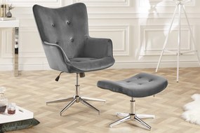 Taburete, suport pentru picioare Lounger, catifea gri A-39513 VC