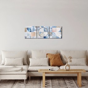 Tablou - figuri geometrice pe perete (cu ceas) (90x30 cm)