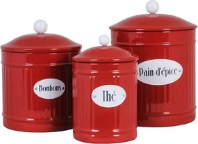 Cutie metalică rotundă lucrată manual, roșie, cu inscripție „Pain d'épice", 14,5 × 20 cm, „Hugo"
