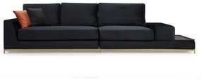 Canapea cu 4 Locuri Line, Negru, 320 x 84 x 102 cm