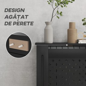 HOMCOM Carcasă pentru Calorifer, Carcasă Modernă pentru Calorifer cu Raft din MDF, 78x19x82 cm, Negru | Aosom Romania