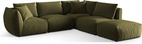Coltar modular dreapta 4 locuri, Chris-184, Micadoni Home, 295x290x80 cm, catifea, verde deschis