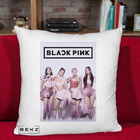 Perna Personalizata K-pop BLACKPINK Poster Roz Tinute Coordonate, 40x40 cm, Alb Pufos, Husa Detasabila, Perna Inclusa, BEKZ®