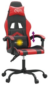 Scaun de gaming pivotant, negru si rosu, piele ecologica