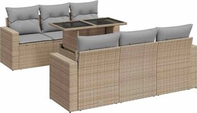 vidaXL Set canapele de grădină, 7 piese, cu perne, bej, poliratan