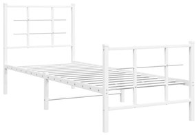 355618 vidaXL Cadru de pat metalic cu tăblie de cap/picioare, alb, 75x190 cm