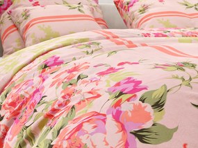 Lenjerie de pat din bumbac FLORI CU FRUNZE roz Dimensiune lenjerie de pat: 80 x 80 cm | 135 x 200 cm