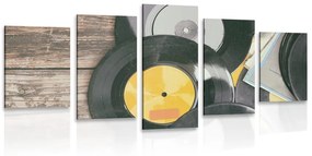 Tablou 5-piese discuri vechi de gramofon