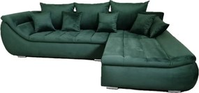 Coltar extensibil ROSARIO OANA, stofa catifelata verde, 300x200x76 cm
