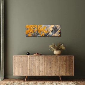 Tablou – Arbore auriu în munți (cu ceas) (90x30 cm)