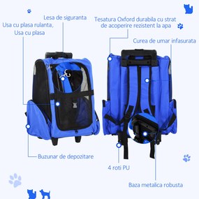 Rucsac transport animale mici PawHut, rezistent la apa, maner telescopic 36x30x49 | Aosom RO