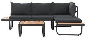 Set canapea de gradina coltar cu perne, 2 piese, aluminiu, WPC