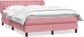 vidaXL Pat box spring cu saltea, roz, 160x220 cm, catifea