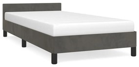 347550 vidaXL Cadru de pat cu tăblie, gri închis, 90x200 cm, catifea
