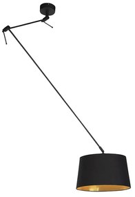 Lampă suspendată neagră cu abajur din bumbac negru și auriu 35 cm - Blitz