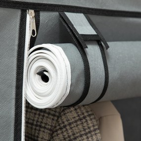 HOMCOM Dulap Economisire Spațiu cu Bază Înalțată, 8 Rafturi și 2 Bare, din Material Netesut și Oțel, Gri Deschis | Aosom Romania