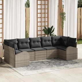 vidaXL Set de canapele pentru grădină 7 pcs Gri Rattan poli