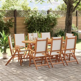 vidaXL Set mobilier de grădină, 9 piese, lemn masiv acacia/textilenă