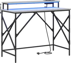 vidaXL Birou cu raft Gri Sonoma 100 x 50 x 86,5 cm Lemn compozit