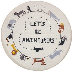 Covor din bumbac Bloomingville Mini Animals, ø 130 cm, alb