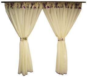 Perdea de bucatarie cu imprimeu floral, 435 x 155 cm