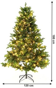 Brad de Crăciun de calitate 3D, cu lumini, verde, 180 cm, LED 300, CHRISTMAS TYP 6