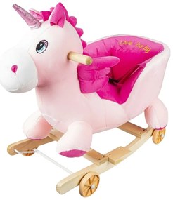 Balansoar Muzical 2 in 1 din Plus cu Roti, NOVOKIDS™ Happy Bouncer Unicorn, Dimensiuni 58x50x30 cm, model Unicorn Roz