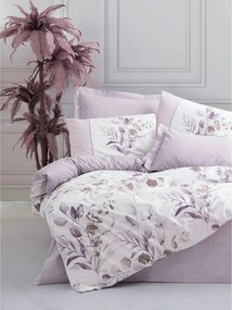 Set lenjerie pat dublu NADIA, bumbac, alb/lila, 240x260 cm, cu cearcea