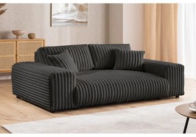 Canapea gri închis cu tapițerie din catifea reiată 213 cm Justin – Ropez