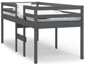 821616 vidaXL Pat înalt de dormitor, gri, 90x200 cm, lemn masiv de pin