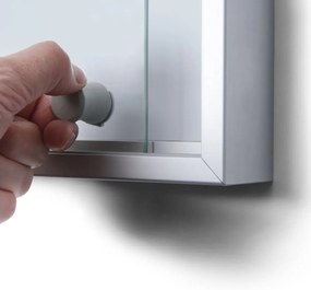 Vitrina cu informații interioare cu uși glisante SLIM 12 x A4 - spate tablă, aluminiu