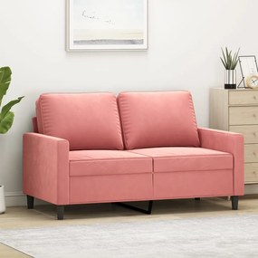 Canapea cu 2 locuri, roz, 120 cm, catifea