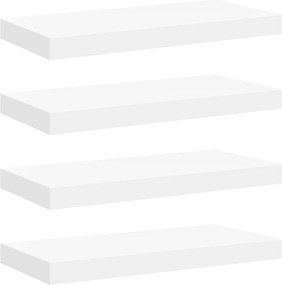 vidaXL Rafturi de perete suspendate, 4 buc., alb, 50x23x3,8 cm, MDF