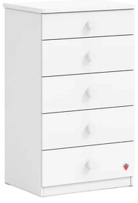 Comoda  cu 5 sertare pentru camera copii, colectia Varia White