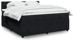 vidaXL Pat box spring cu saltea, negru, 180x200 cm, catifea
