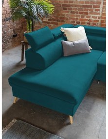 Colțar turcoaz extensibil cu tapițerie din catifea (cu colț pe partea stângă /în formă de "U") Sweet Harmony – Miuform