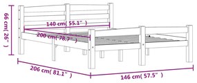 Cadru de pat, gri inchis, 140x200 cm, lemn masiv de pin Morke gra, 140 x 200 cm