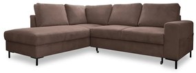 Colțar maro extensibil cu tapițerie din catifea reiată (cu colț pe partea stângă ) Lofty Lilly – Miuform