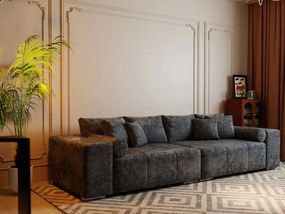 Canapea extensibilă dumonde cu ladă de depozitare si sezut confortabil din spuma high-density, Marbela Euphoria Black XXL 295x100 cm