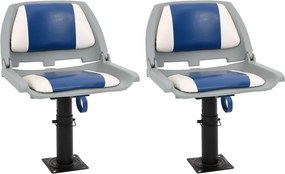 vidaXL Set scaun pliabil pentru barcă, albastru și alb, 48x51x41 cm