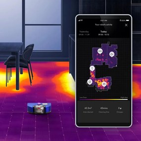 Aspirator robot Aspirator Dyson 360 Vis Nav, 65 AW, 22000 Pa, 110000 rpm, 4 moduri, Navigare vizuală 360°, Hyperdymium, Profil redus, Albastru/Nickel