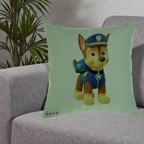 Perna Personalizata Chase PAW Patrol Albastru, 40x40 cm, Verde, Husa Detasabila, Perna Inclusa, BEKZ®