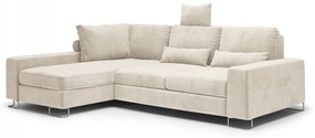 Coltar extensibil Opal, colt pe partea stanga cu tapiterie din catifea, bej