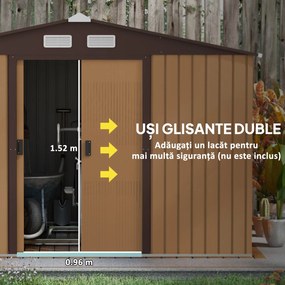 Outsunny casuta ustensile, magazie de gradina, sopron pentru unelte de exterior 277x195x192cm, galben | Aosom Romania